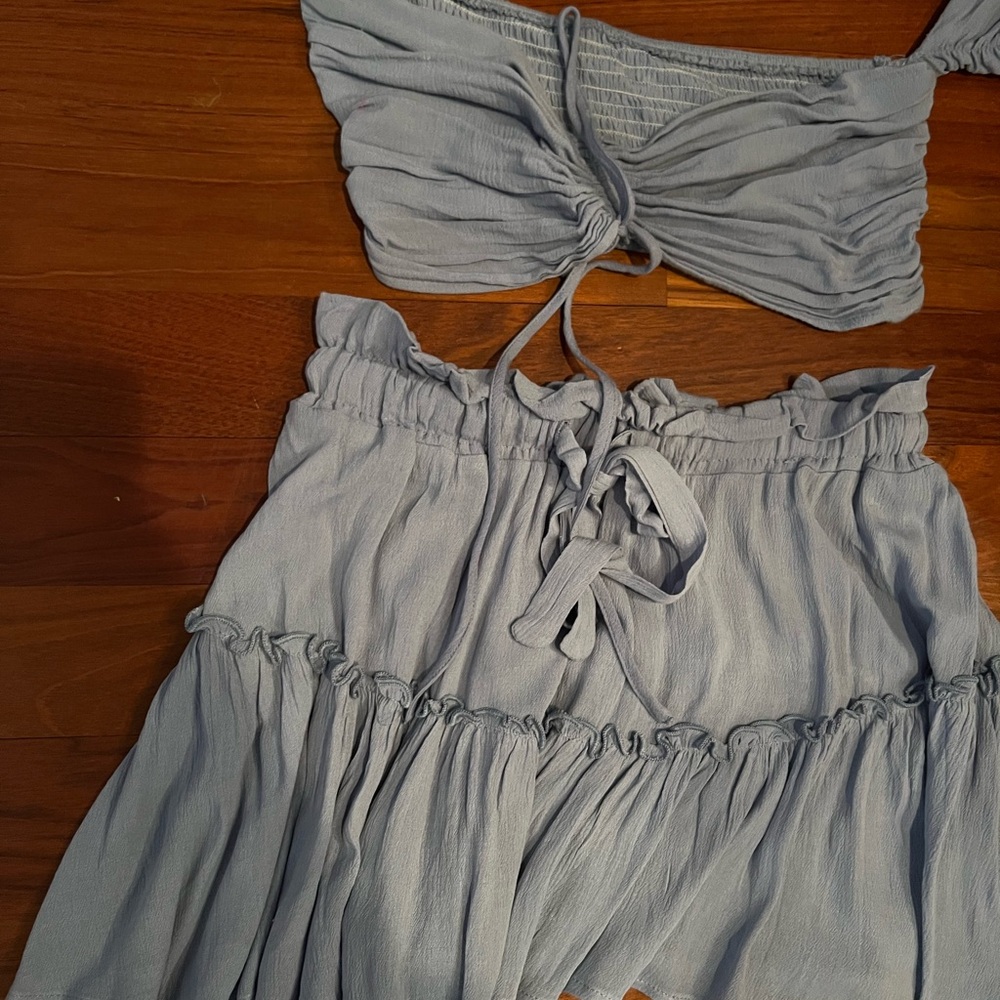 Blue Tiered Ruffle Two Piece Set - Picture 3 of 4